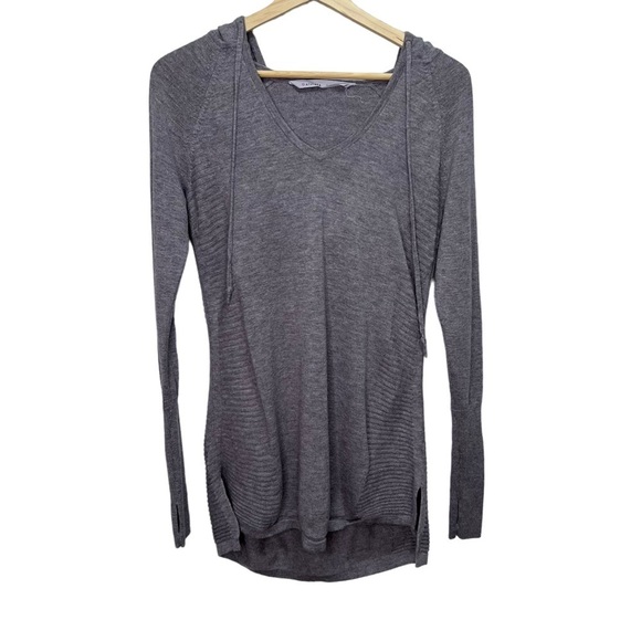 Athleta Merino Wool Tunic Hooded Vneck Thumbholes Size Small - Picture 1 of 11